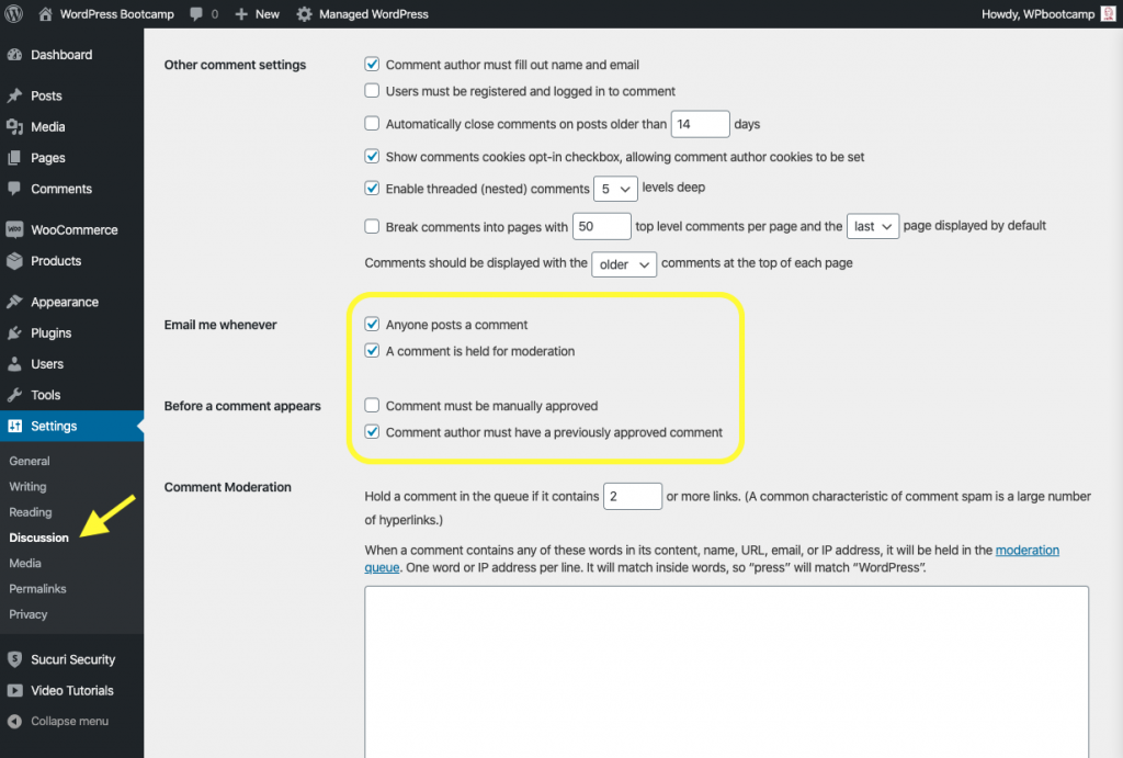 WordPress Comment Settings | AnitaM