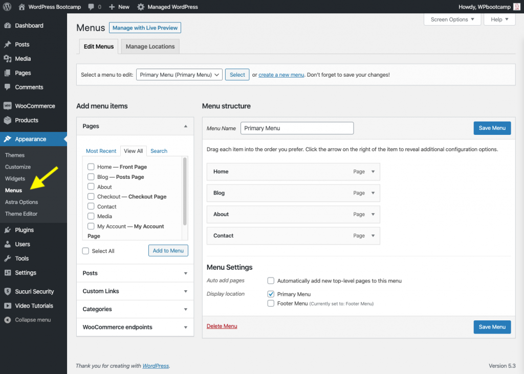 WordPress Menu Settings | AnitaM