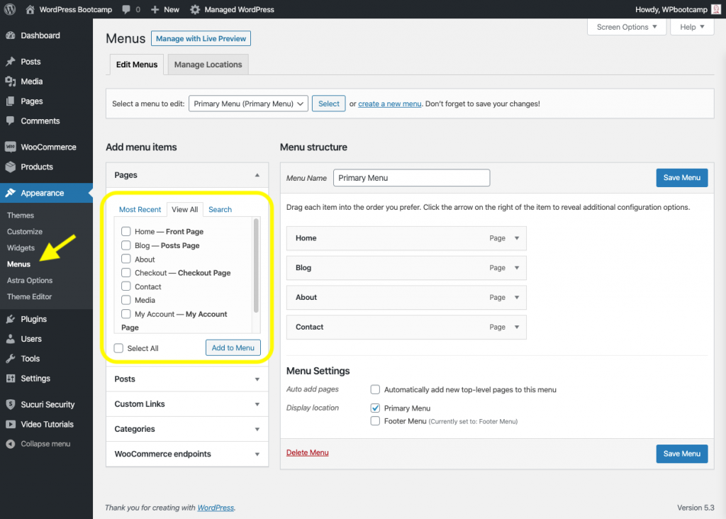 Add Pages to WordPress Menu | AnitaM
