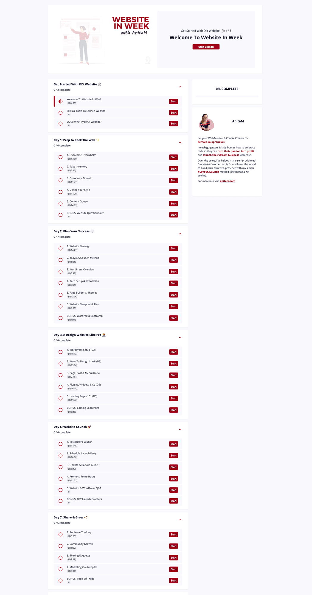 After: Website in Week Course | AnitaM